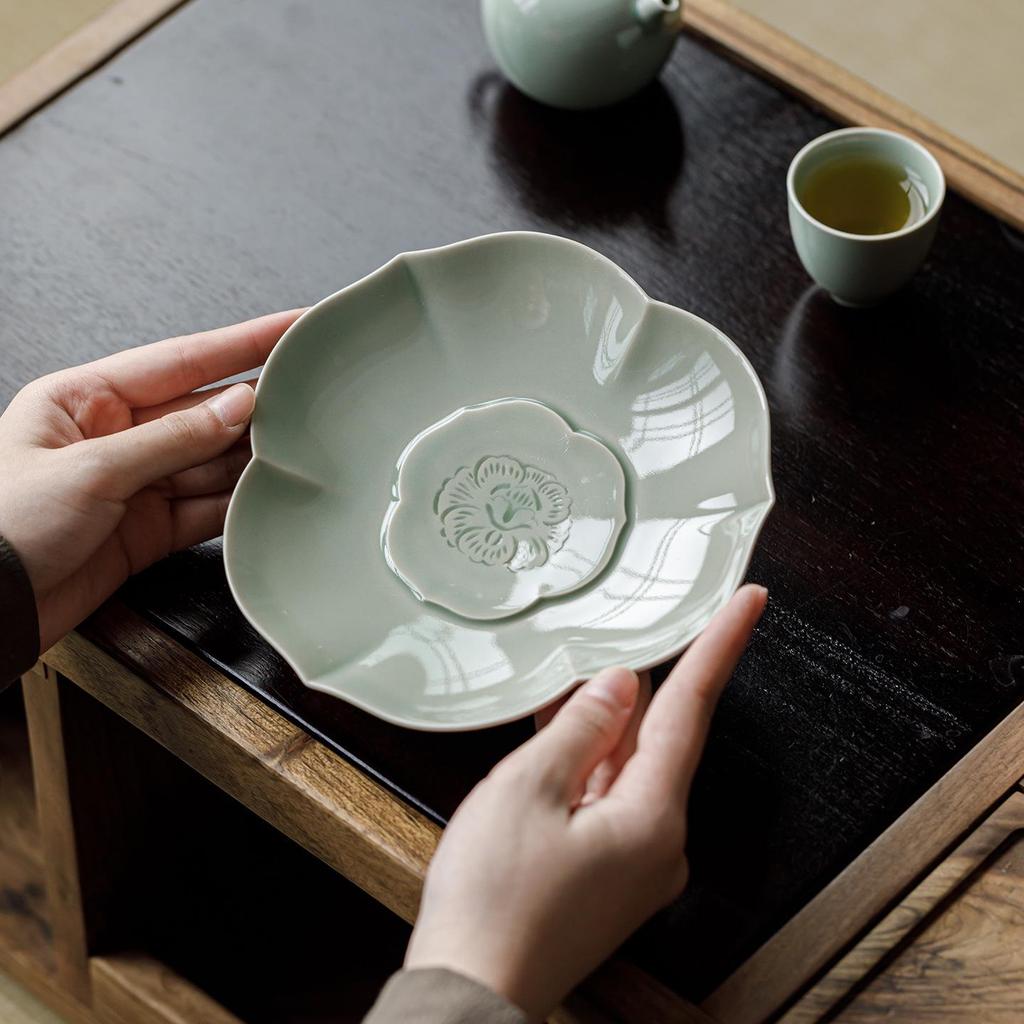 Banana Moon Ceramic Tea Coaster & Snack Plate Set - Gaiwan Pot Mat & Tea Ceremony Accessories