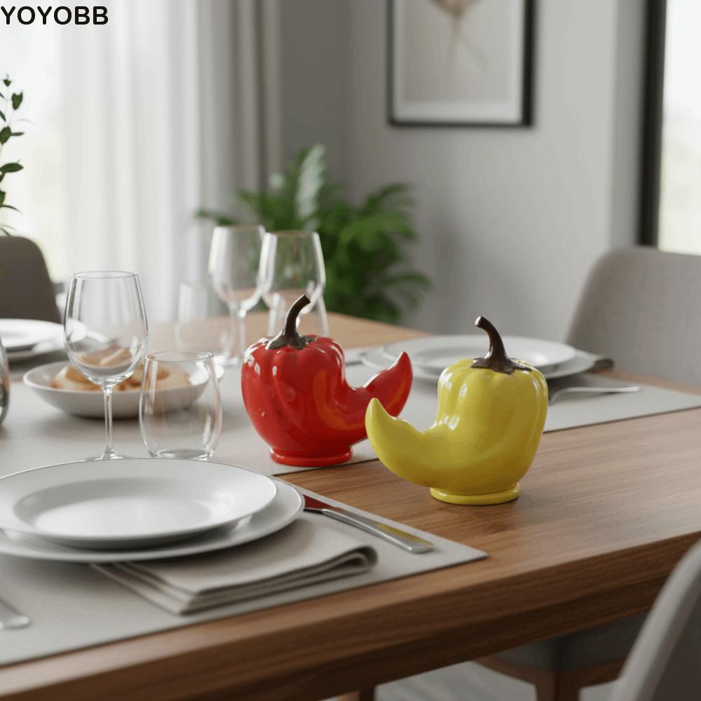 Ceramic Lantern Chili Toothpick Box Vegetable Shapes Thickened Chili Toothpick Case Chili Cotton Swab Desk Toothpick Holder