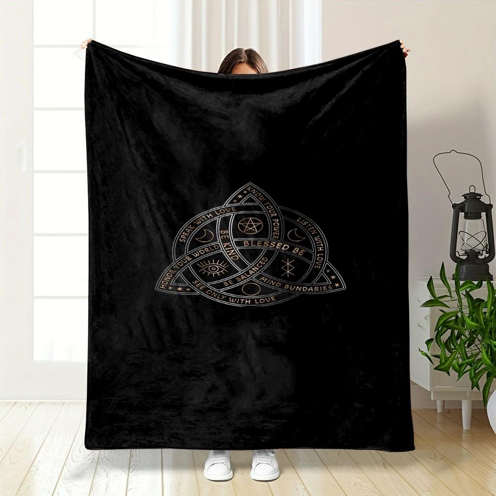 Mystic Triquetra Symbol Design printed Flannel blanket for bedroom, living room, sofa, and nap