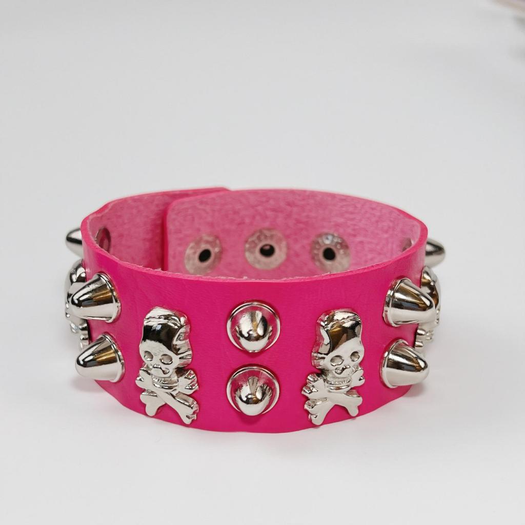 European & American Multi-layer Leather Skull Rivet Punk Bracelet