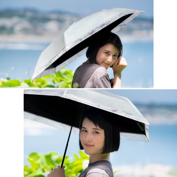 Sun Shade Rim Organza Shade UV Protection Heat For Sunny and Rainy Folding For [2025] Wpc. Umbrella, Print, Mini, Black, 100% Rate, 100% Rate, UPF50+,
