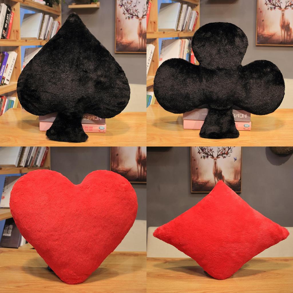 Classic Card Suit Plush Pillow With Soft Short Plush Cover For Home Decor And Lounge Comfort