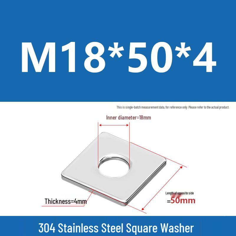 304 Stainless Steel Thickened Square Washer for Curtain Wall (M4-M16)