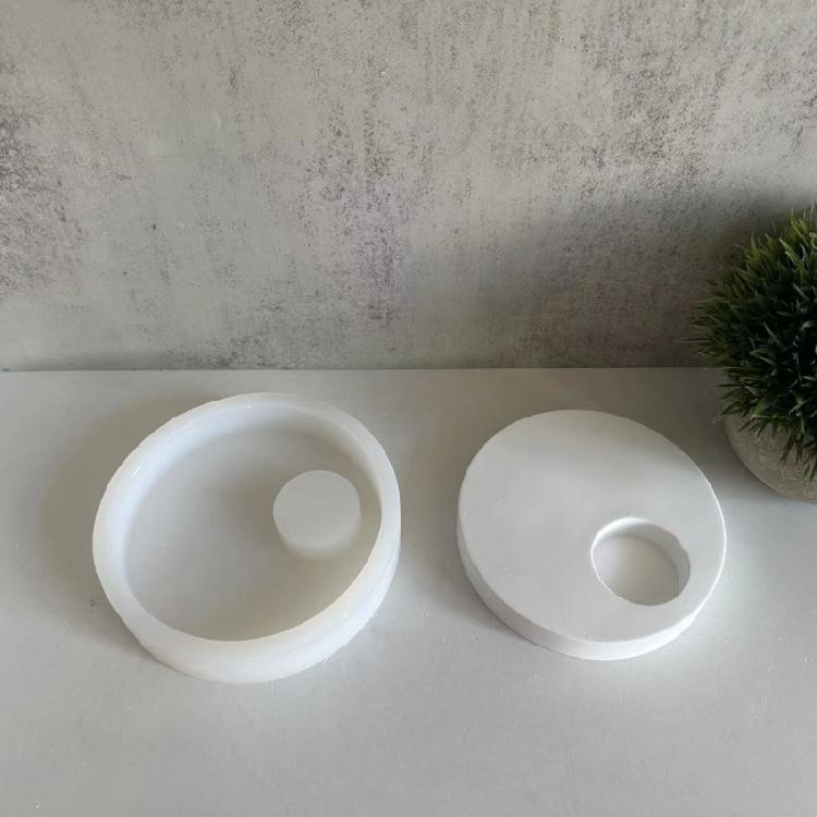 Silicone Mould Gypsum Candle Holder Mold Round Shape Candle Stand Jewelry Mould