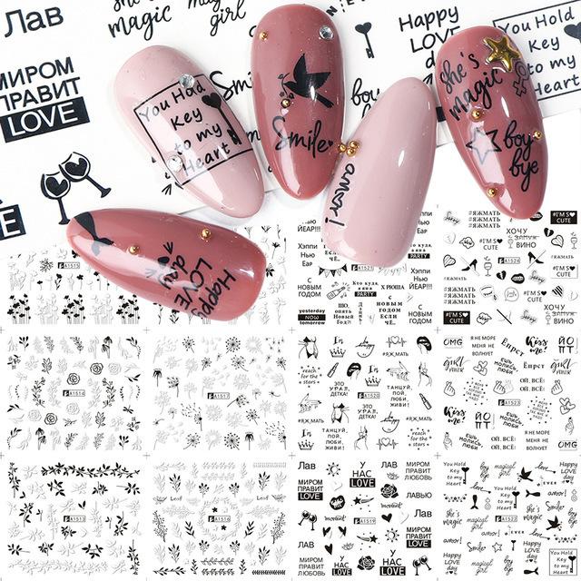 Nail Art Stickers Valentine's Day Series Rose Love Lip Print Letters Love Tree Watermark Nail Stickers
