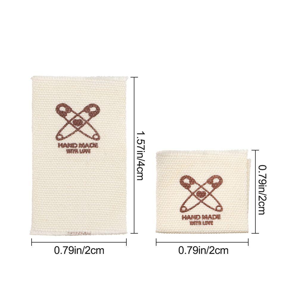50PCS Heart Shape Cloth Garment Labels Cartoon Pattern Handmade With Love Clothing Tags Woven Knitted Supplies Sewing Accessory