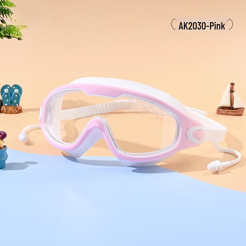 Jiemengzhe Anti-Fog Wide-Frame Swim Goggles with Integrated Earplugs