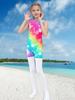 Costum de baie curcubeu pentru fete 3-12 ani Costume de baie întregi cu imprimeu pentru copii Fără mâneci Tankini Costum de baie de vară pentru plajă Petrecere la piscină Costum de baie de vacanță
