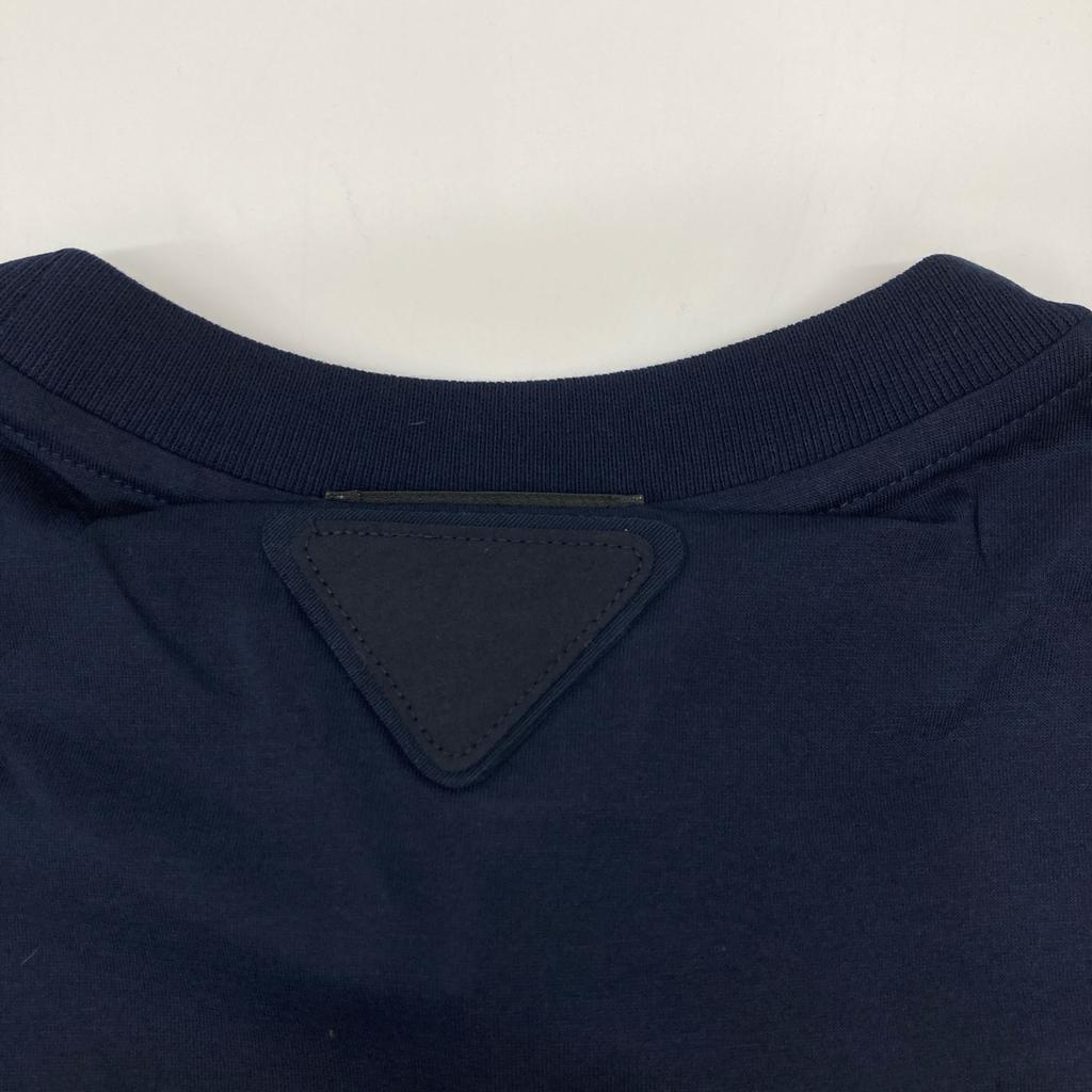 PRADA UJM492 Triangle Logo Navy Crew Neck T-Shirt tops M blackUsed