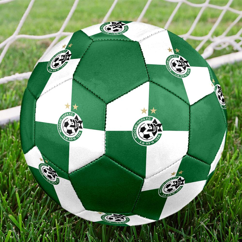 Maccabi-Haifa Indoor Soccer Ball Colorful All Ages Size 5 Machine Stitched PVC Competition Ready Durable High-Bounce