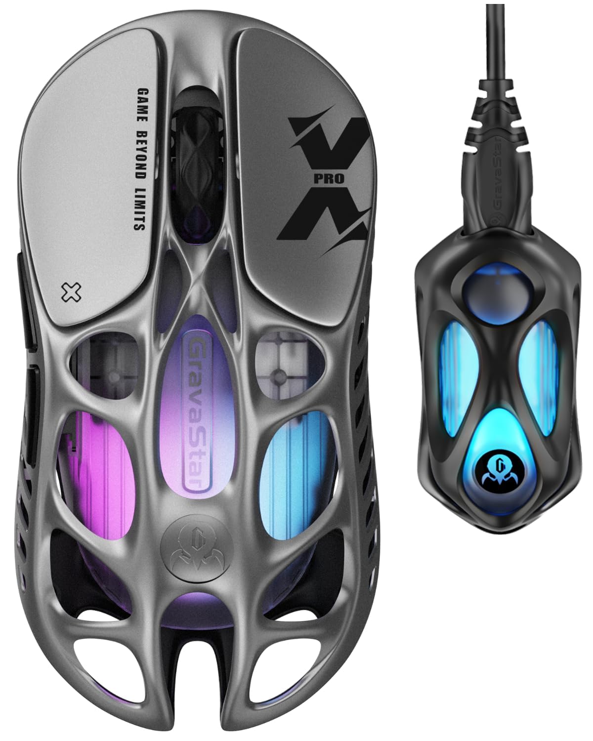 

GravaStar Mercury X Pro Wireless Gaming 8000Hz Dongle at 8K Polling PAW3950 32000 DPI Low High 113 Hours of Continuous Illuminated RGB Gaming