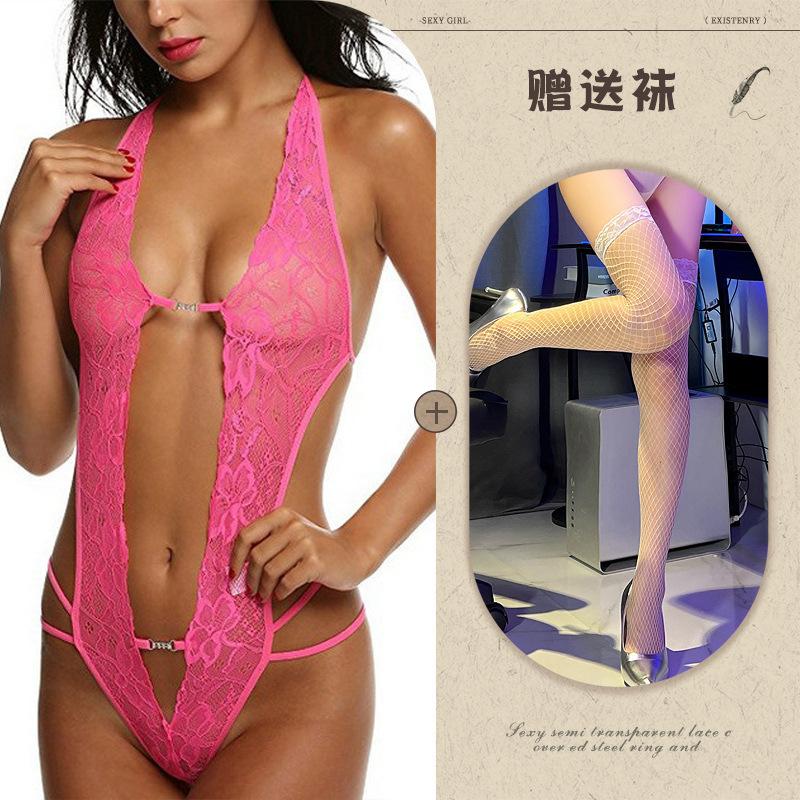 European and American sexy lingerie perspective backless body sculpting lace