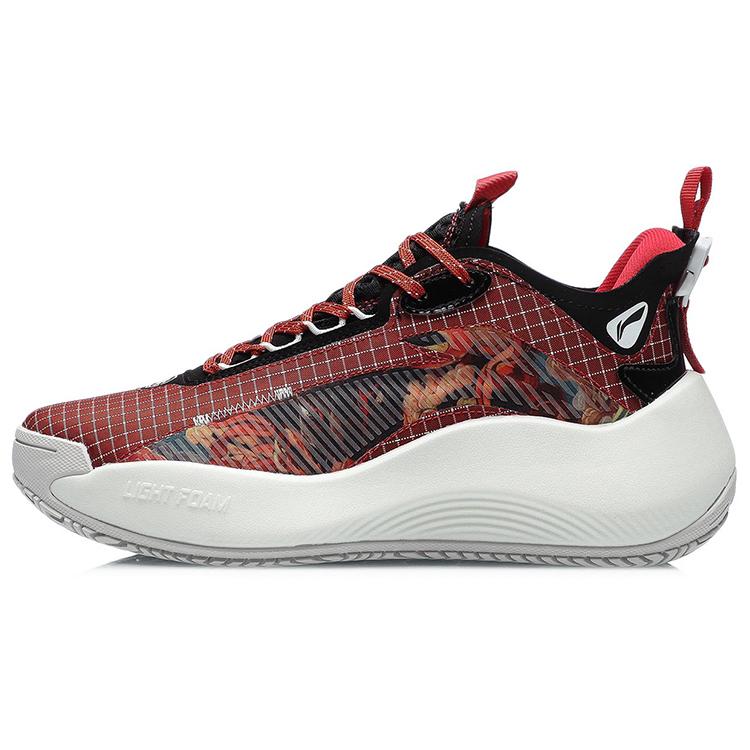 

New LiNing BD5 Street Sole Slip-Resistant Cushioning Low-Top Basketball Shoes Women s National Painting Red AGBR002-2 37