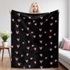 Pink Hearts Flannel Blanket Warm Soft Halloween Christmas Couch Warm Cozy Decorative Decor Gift for All Season