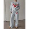 Women's Christmas MAMA Print Sweatshirt & Drawstring Straight-Leg Pants Set with Bowknot – Cozy & Stylish Casual Sportswear