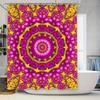 Lebendiger Mandala-Duschvorhang Rosa Gelb Floral Badezimmerdekoration Für Zuhause Badezimmer Einfache Installation Schnelltrocknendes Gewebe Moderner Stil
