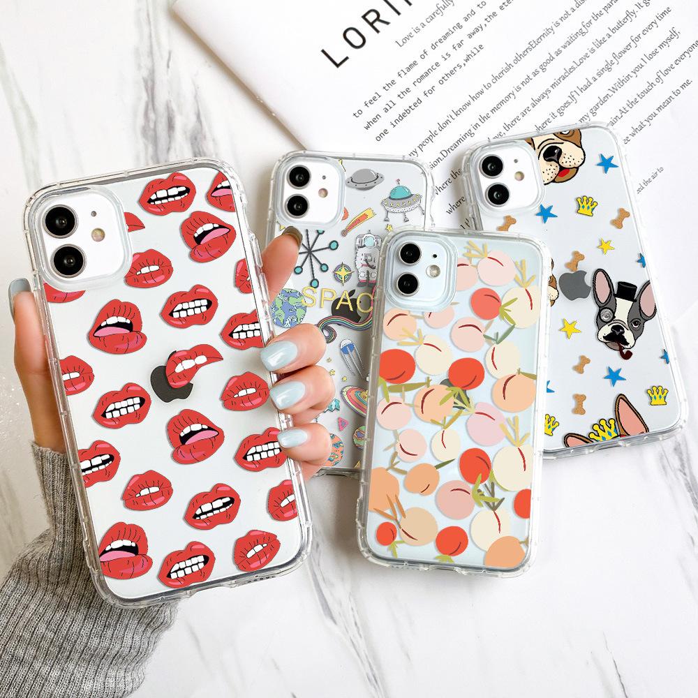 Cartoon Painting for iPhone17Pro for Apple 16 Air Cushion 15 Anti-drop 14 Transparent Mobile Phone Case Soft Case