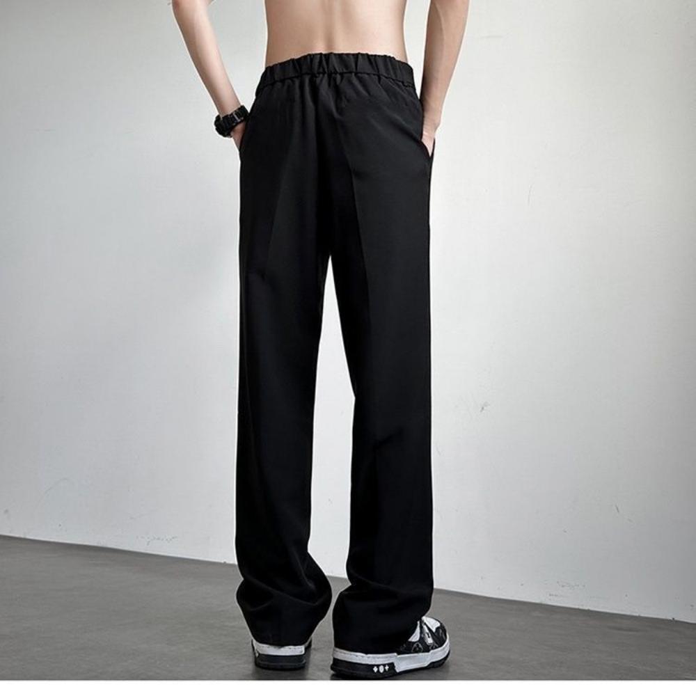 Elastic Waist Drop Feel Casual Men's Trousers Spring Autumn New Stylish Straight-leg Pants