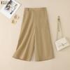 ZANZEA Women Casual Elastic Waist Loose Summer Capris Pants