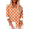 Womens Relaxed Fit Long Sleeve Shirt With 3D Digital Print Plaid Casual Cotton Linen Blouse