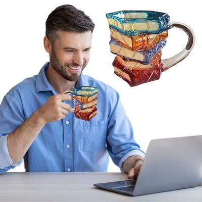 Taza de Libro Pintada en 3D Resistente al Desgaste Única Hecha a Mano Taza para Beber Multiusos Novedad Taza de Agua para Cerveza Vino Jugo Té Café