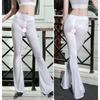 Sexy Shiny Zipper Open Crotch Flare Pants Hollow Out Crotchless Smooth Sexy Hips Capris High Waist See Through Sexy Pants F20