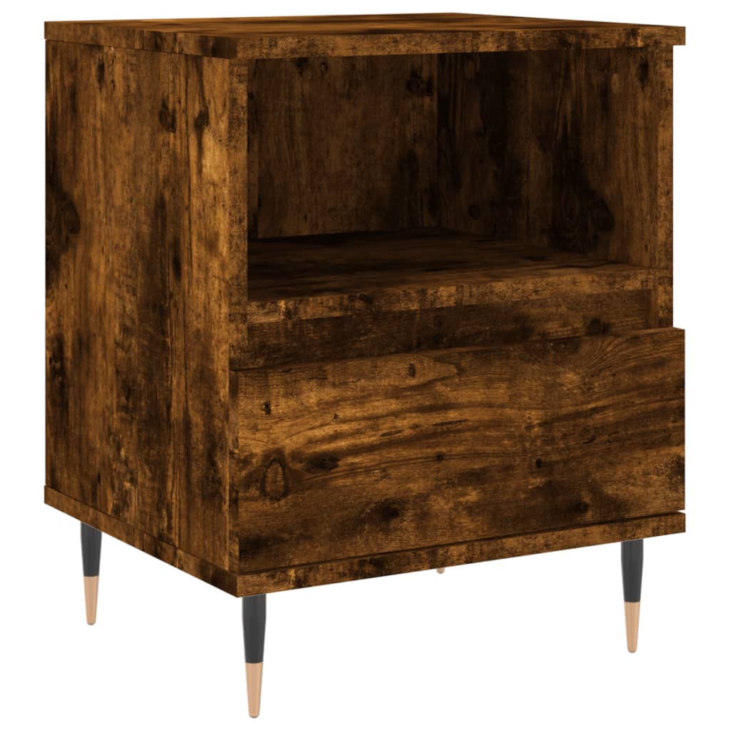 Nightstand Smoked Oak Finish 40 x 35 x 50 cm Engineered Wood
