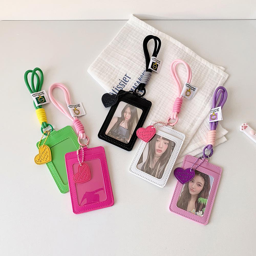 Korean Style Dual SIM/ID Card Holder with Lanyard and Pendant for Students - Star Chasing Design, Fits 3-Inch Cards