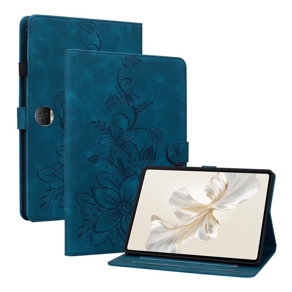 For Honor Pad 9 (Versions: Wi-Fi; 5G/Wi-Fi Also known as Honor Tablet 9). PU Leather Exquisite Floral Embossed Design Tablet Case