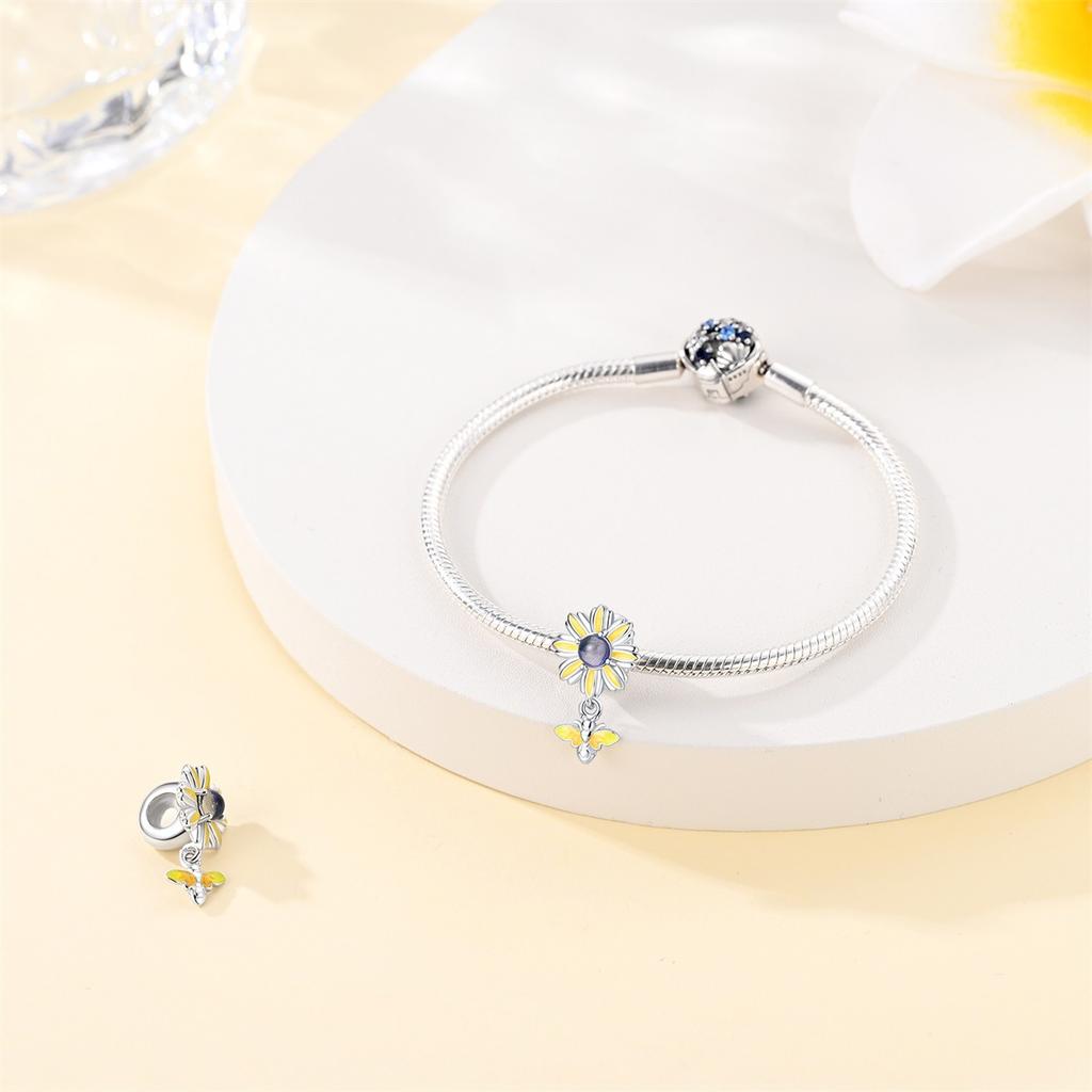 S925 Silber 925 Silber Blume Schmetterling Anhänger Perlenarmband Halskette DIY Schmuckherstellung Set