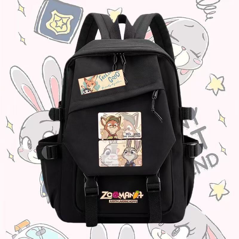 Crazy Animal City Animation Peripheral Judy Nick Fox Elementary School Bag Men'S And Women'S Casual Large Capacity Backpack