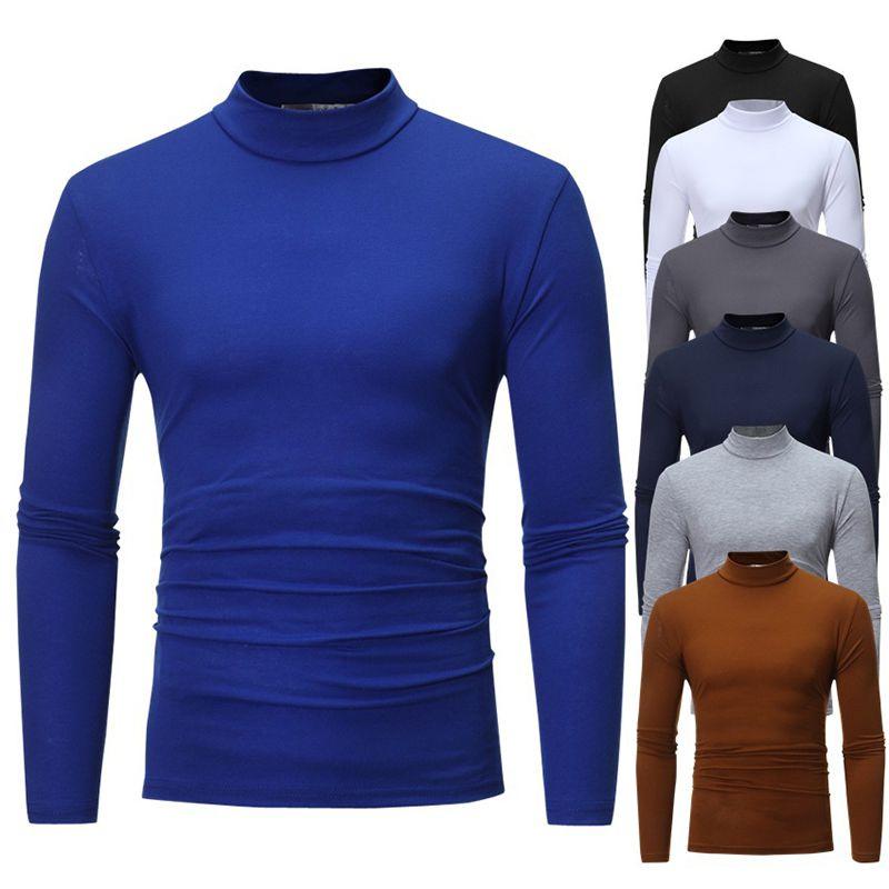 Men's Warm High Neck Solid Color Pullover Jumper Sweater For A Stylish Look
