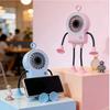 2026 Summer New Cute Cartoon Robot Handheld Fan, LED Light Smart Digital Display Desktop Fan