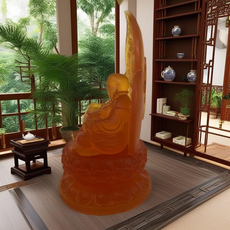 Resin Large Laughing Buddha Sculptures Statue Chinese Buddhist Figures Home Living Room Office Wealth Luck Feng Shui Decor