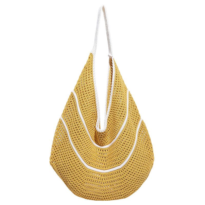 Hollow woven bag mesh knitted women's bag new large-capacity beach bag shoulder tote bag