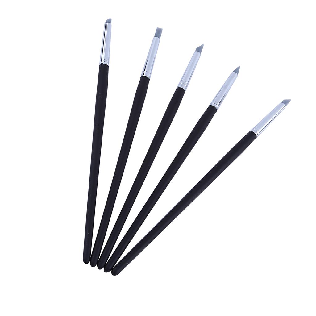 5pcs Flexible Silicone Wax Clay Sculpting Carving Pottery Making Tool Pen With Wood Handles
