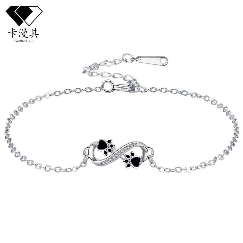 

Kamanqi new jewelry infinite symbol pendant dog paw women s bracelet jewelry чёрный