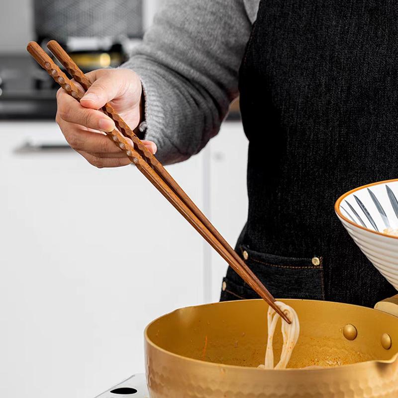 4 Pairs Extra Long Wooden Chopsticks 33cm Cooking Frying Chopsticks Kitchen Restaurant Reusable Chop Sticks For Hot Pot Noodle