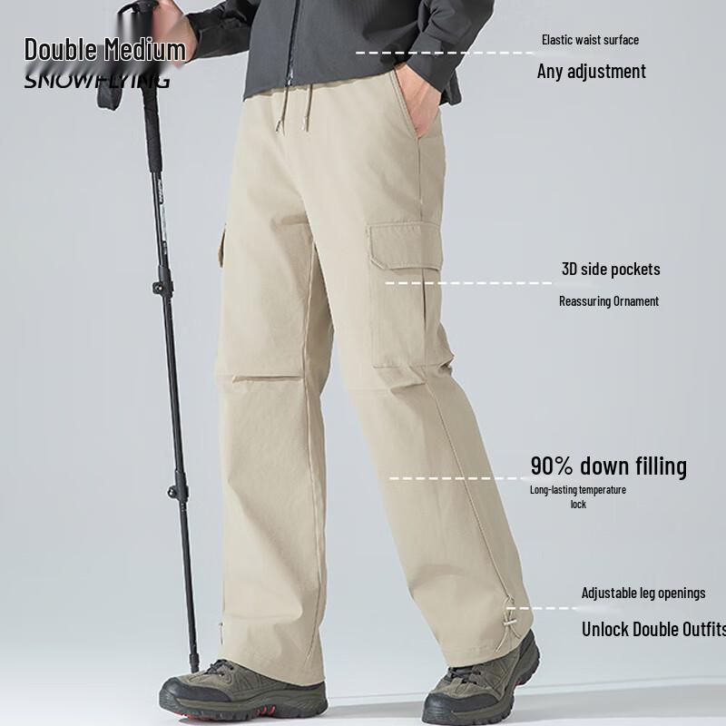 Xuezhongfei Women's Warm Straight-Leg Down Workwear Pants