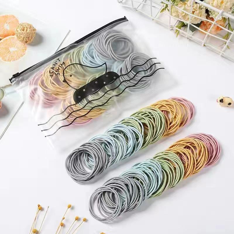 New 100PCS/Set Women 5CM Basic Nylon Elastic Hair Bands Ponytail Hair Scrunchie Rubber Bands Headband Hair Accessories Headwear