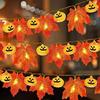 LED Pumpkin & Maple Leaf String Lights for Halloween and Thanksgiving Decor