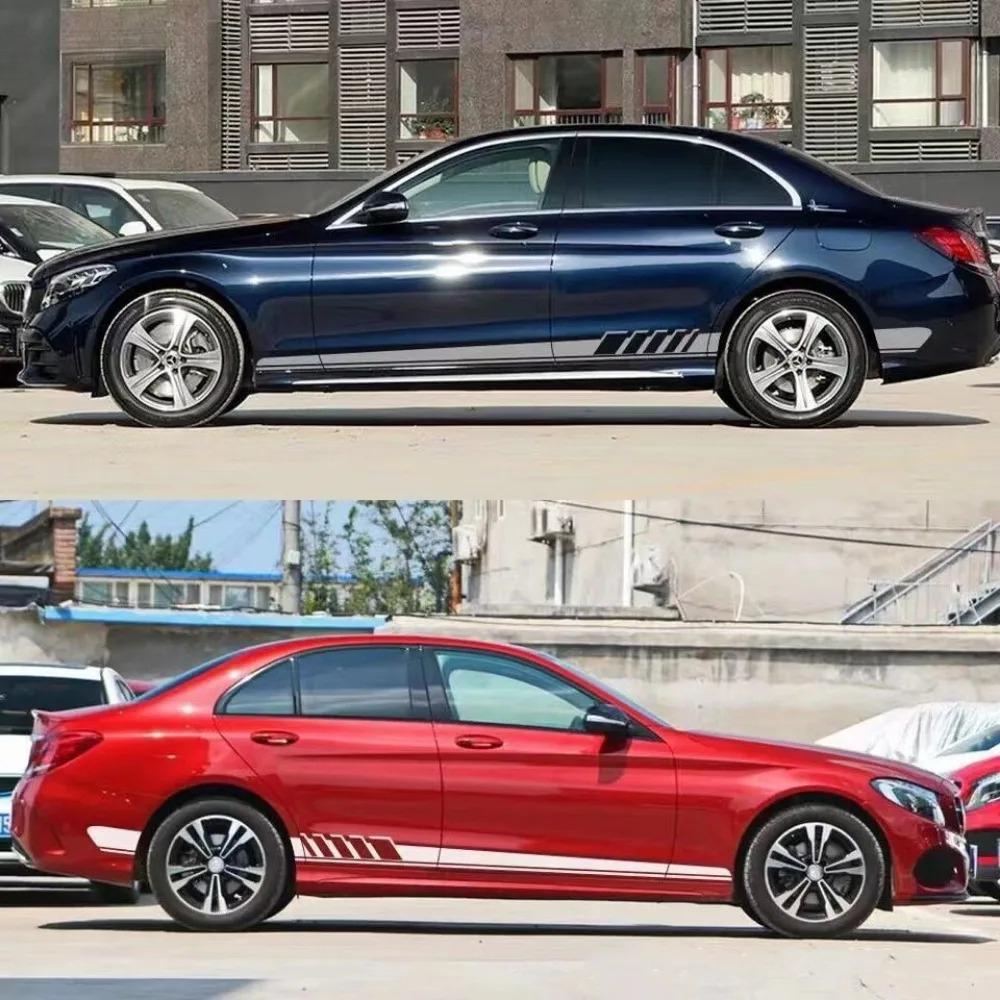 Car Side Stripe Vinyl Decal Sticker for Mercedes Benz AMG Series Waterproof Body Decoration Racing Style Auto Accessories