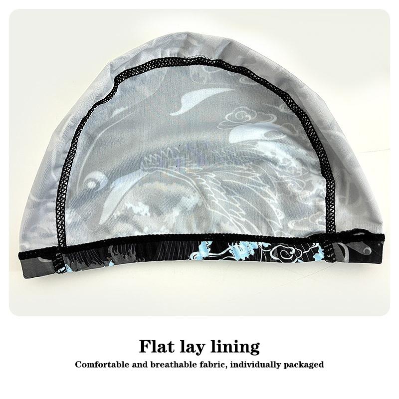 Fabric Figured Printed Swimming Cap Mesh Cloth Breathable Men Women Quick Drying Swim Hat Beach Pool Accessories
