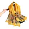 Spring and Autumn Bead Simulation Silk Scarf Female Elegant Versatile Embroidered Begonia Flower Long Scarf Summer Sunscreen Scarf