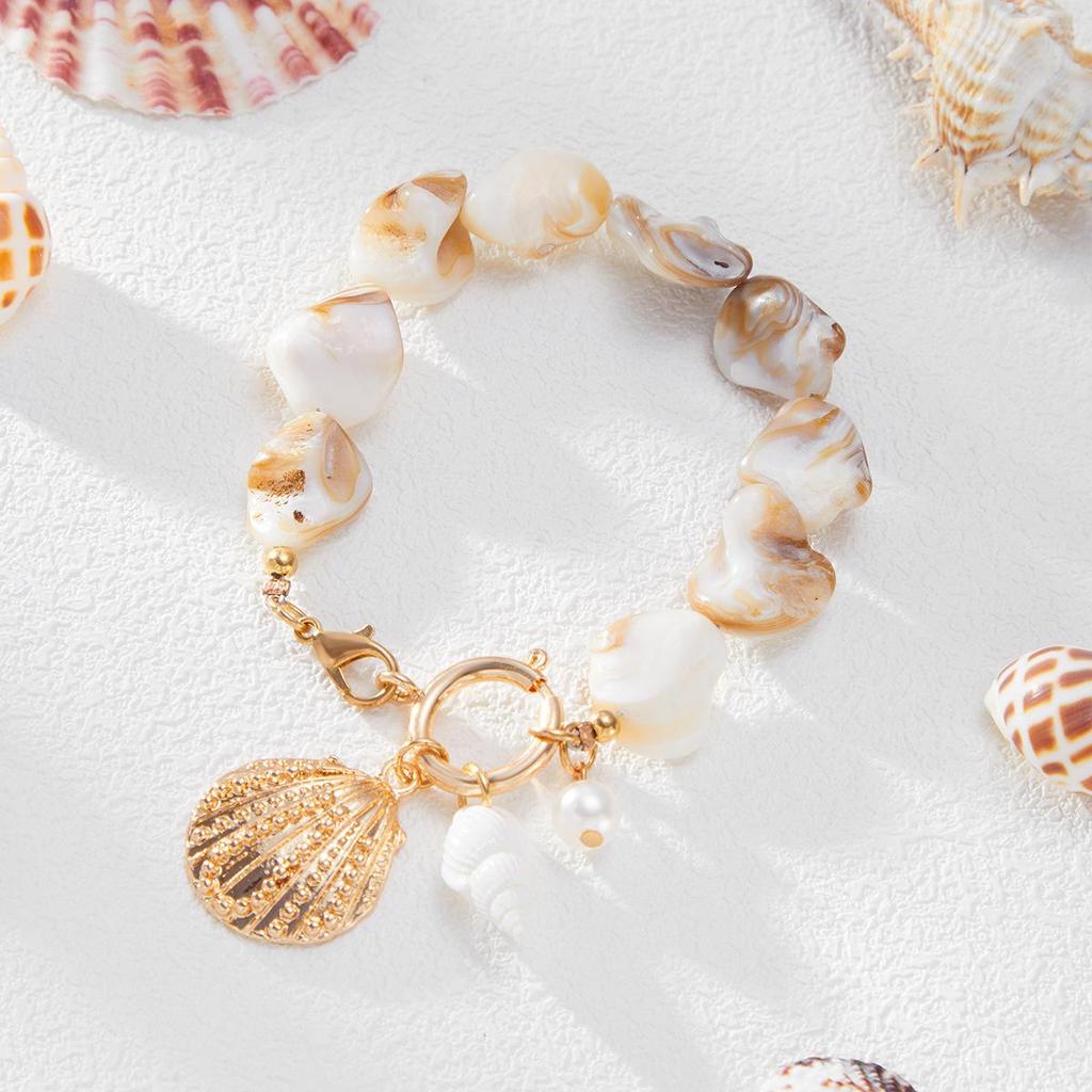 Retro Strandstil Snäcka Sjöstjärna Smyckesset 2025 Trendig Semestergåva Bohemisk Legering Hänge Blomma Chokers Halsband Armband Set