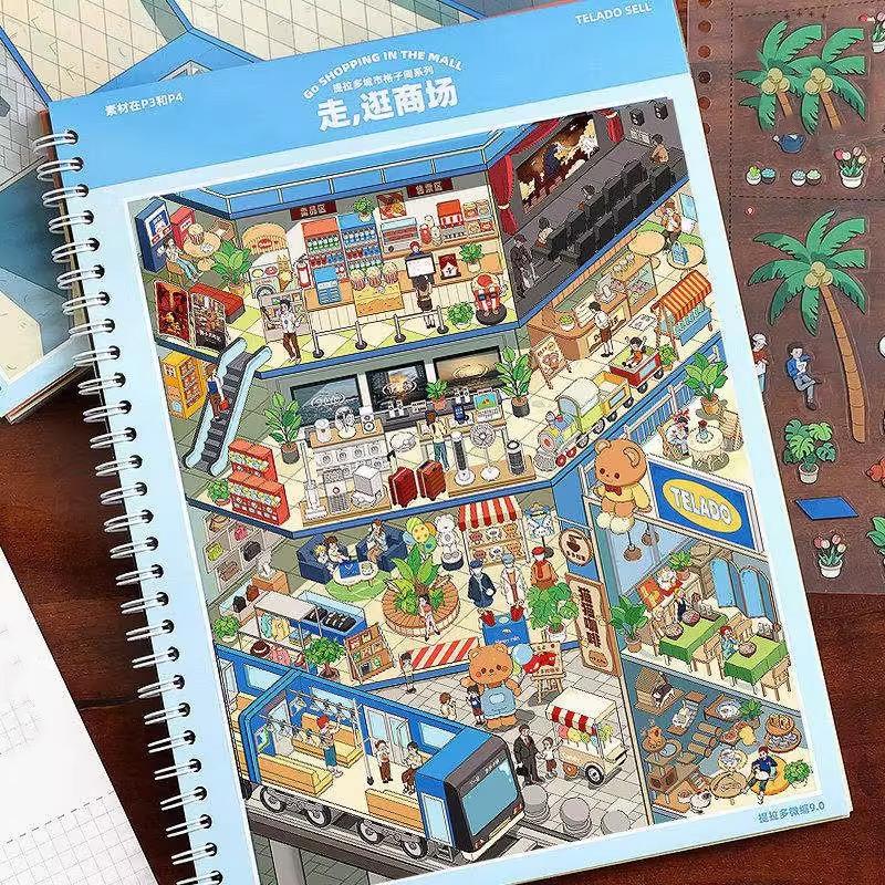 Herr. Papier Miniatur Szenen Sammlungsbuch 9.0 3D Puppenhaus Aufkleber DIY Kreativ Entspannend Gehirnjogging Basteln für Journal