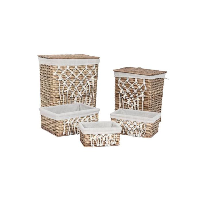 Panier à linge en osier - Home ESPRIT - Multicolore - 48x57x37 cm - 5 pièces - Moderne - Rectangulaire