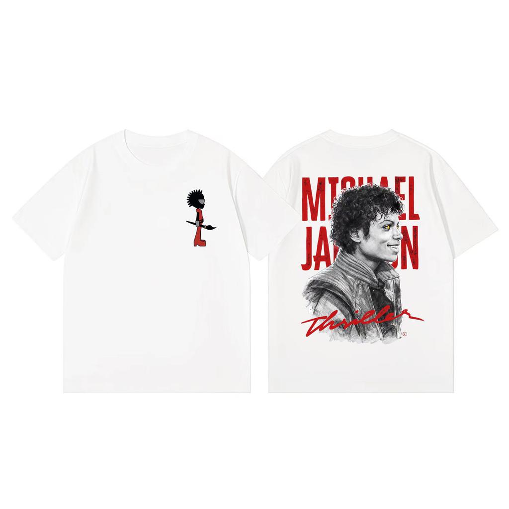 T-shirt Merch Cantante Rock Anni '90 Michael Jackson Moda Retro Manica Corta Cotone Alta Qualità T-shirt Oversize Unisex