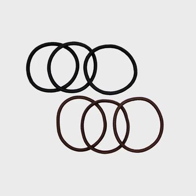 Elásticos de Cabelo Comuns (Médio) (Preto amarronzado) 6 peças