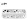Metal Nail Charms 1 Set 3D Art 12 Grids Love Heart Charm Kit Flower Butterfly DIY Design Crafting Manicure Decoration Accessories Embellishments